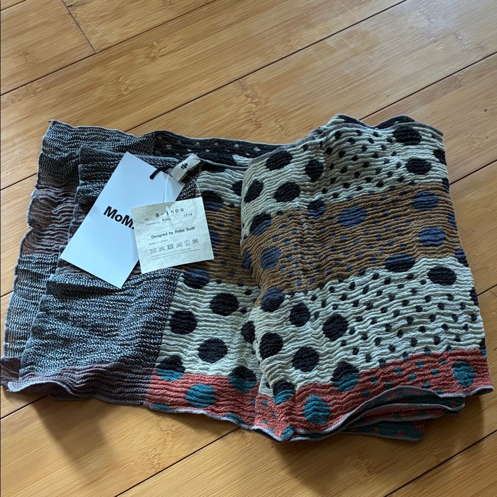 Moma Multicolor Knit Scarf with Polka Dots designed by Reiko Sudo 100% wool